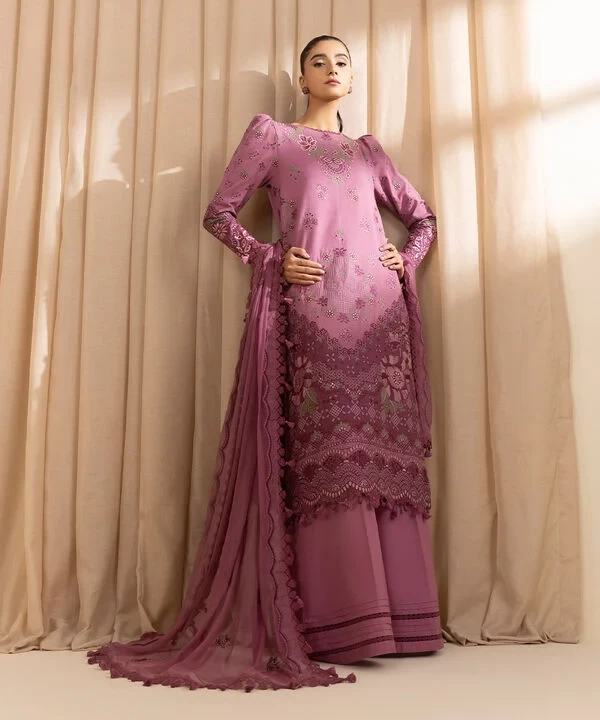 3 Piece - Embroidered Dobby Suit SKU: 0U3PELX25V29