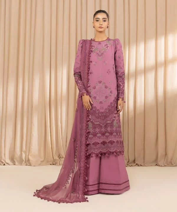 3 Piece - Embroidered Dobby Suit SKU: 0U3PELX25V29