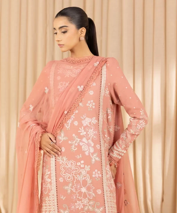 3 Piece - Embroidered Dobby Suit SKU: U3PELX25V210