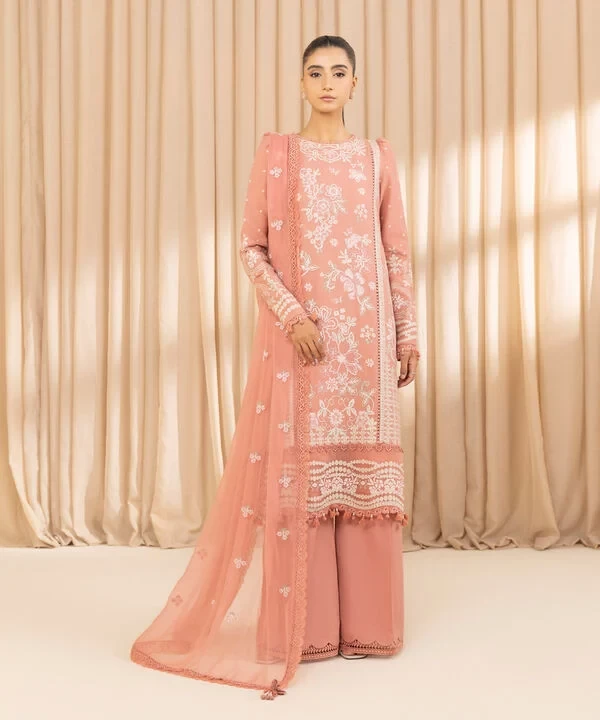 3 Piece - Embroidered Dobby Suit SKU: U3PELX25V210