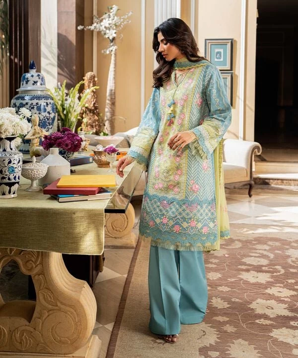 3 Piece - Embroidered Dobby Suit SKU: U3PELX25V213