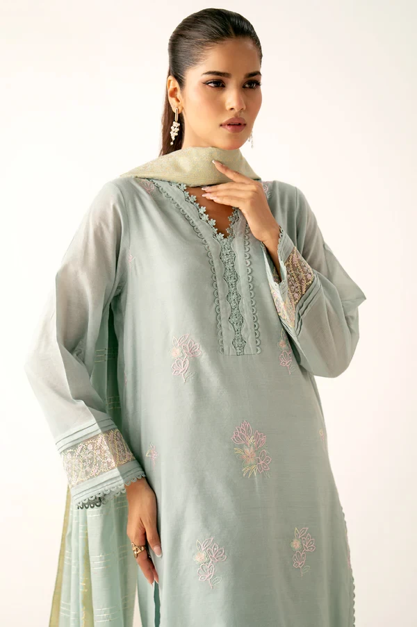 3 Piece Embroidered Paper Cotton SKU: WUM34205