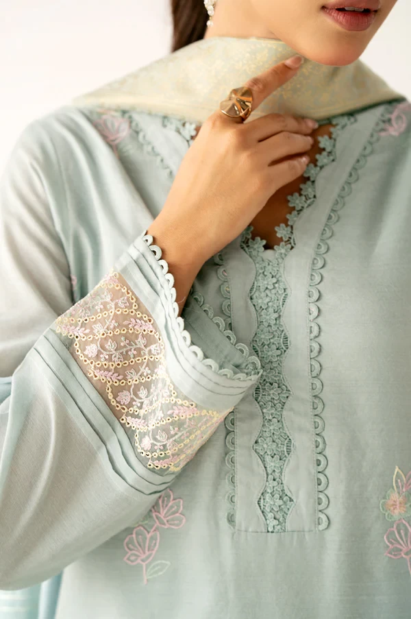 3 Piece Embroidered Paper Cotton SKU: WUM34205