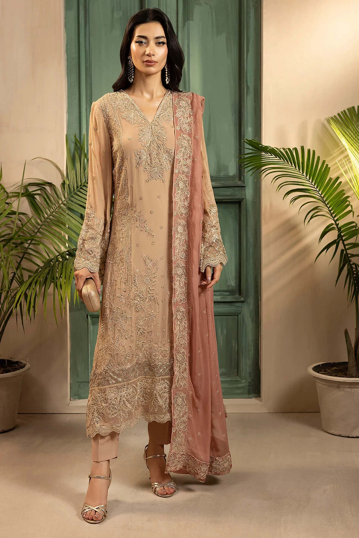 5583-ELLA EMBROIDERED CRINKLE CHIFFON - MWU05583-999-ELLA