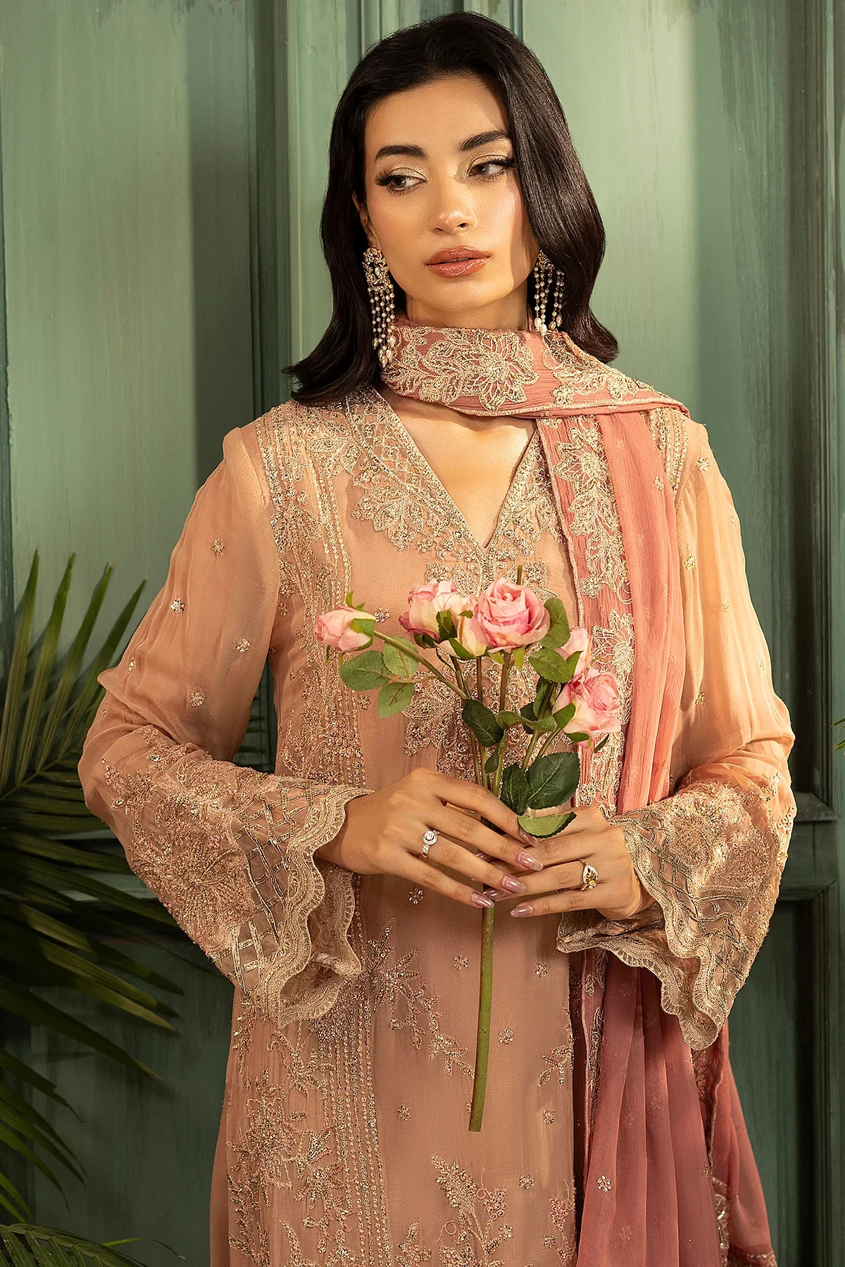5583-ELLA EMBROIDERED CRINKLE CHIFFON - MWU05583-999-ELLA
