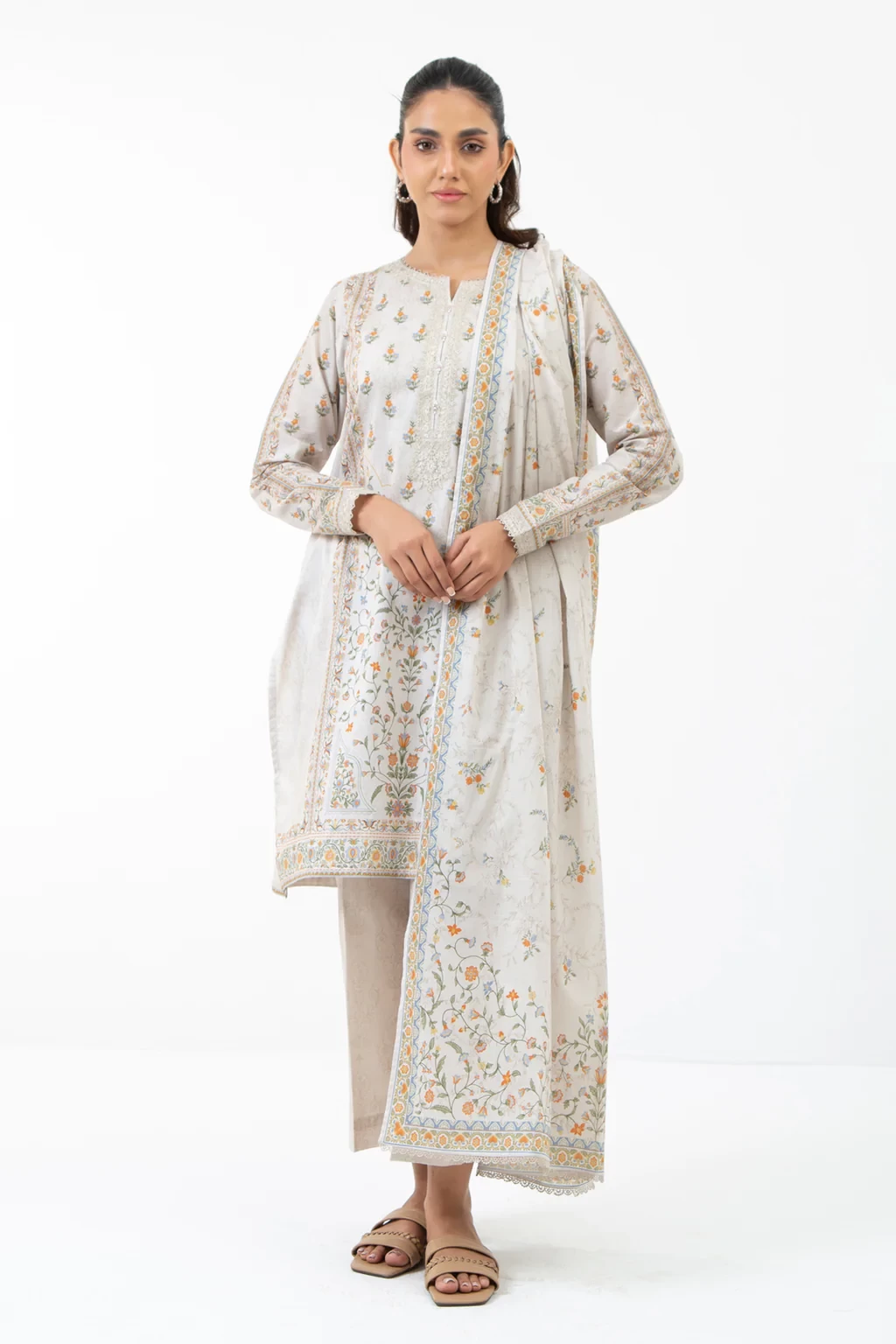 EMBROIDERED LAWN 3 PIECE SUIT - WFM35525