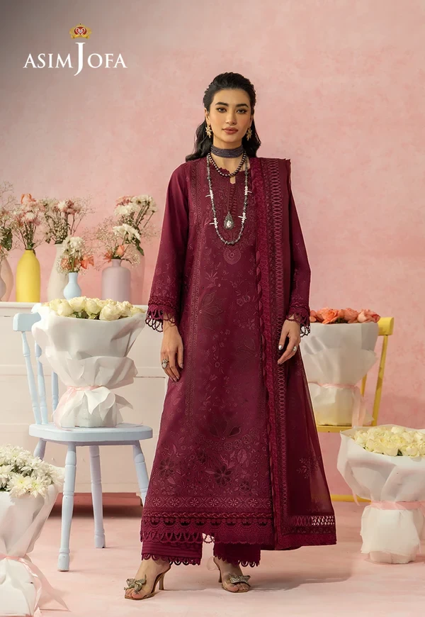 AJULW-12 Embroidered Lawn 3 Pcs - SKU: AJULW-12-UNS