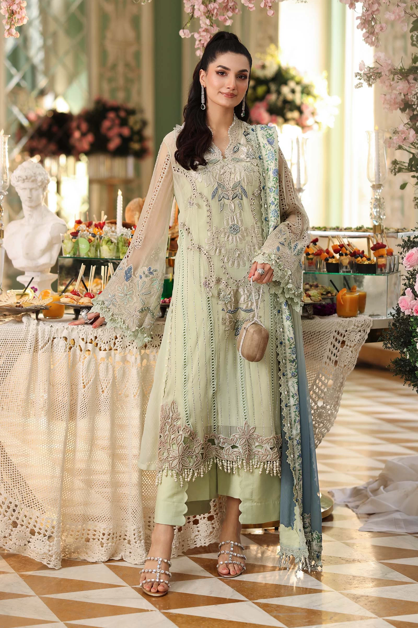 3 Piece Embroidered Chiffon Suit - MPC-26-105