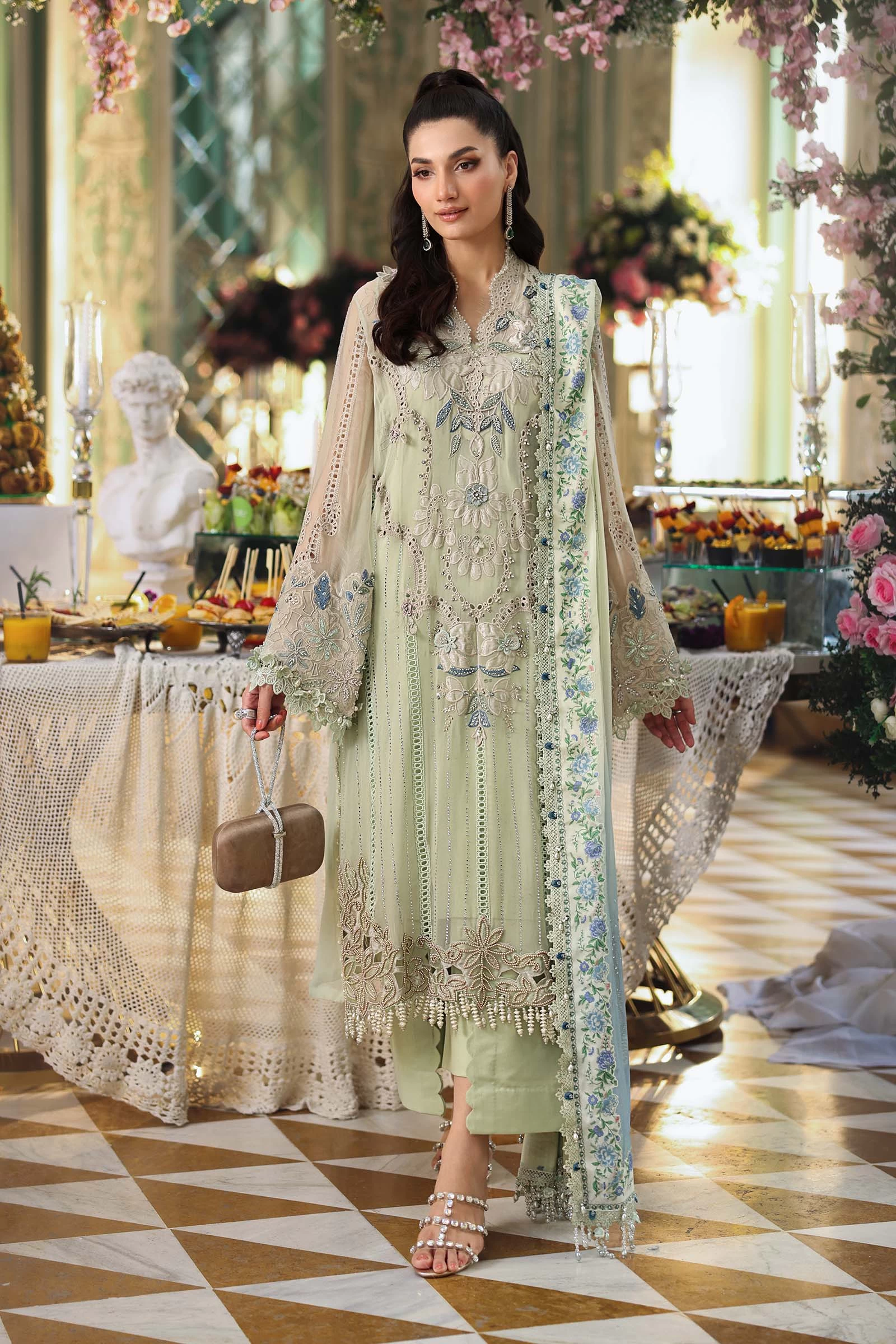 3 Piece Embroidered Chiffon Suit - MPC-26-105
