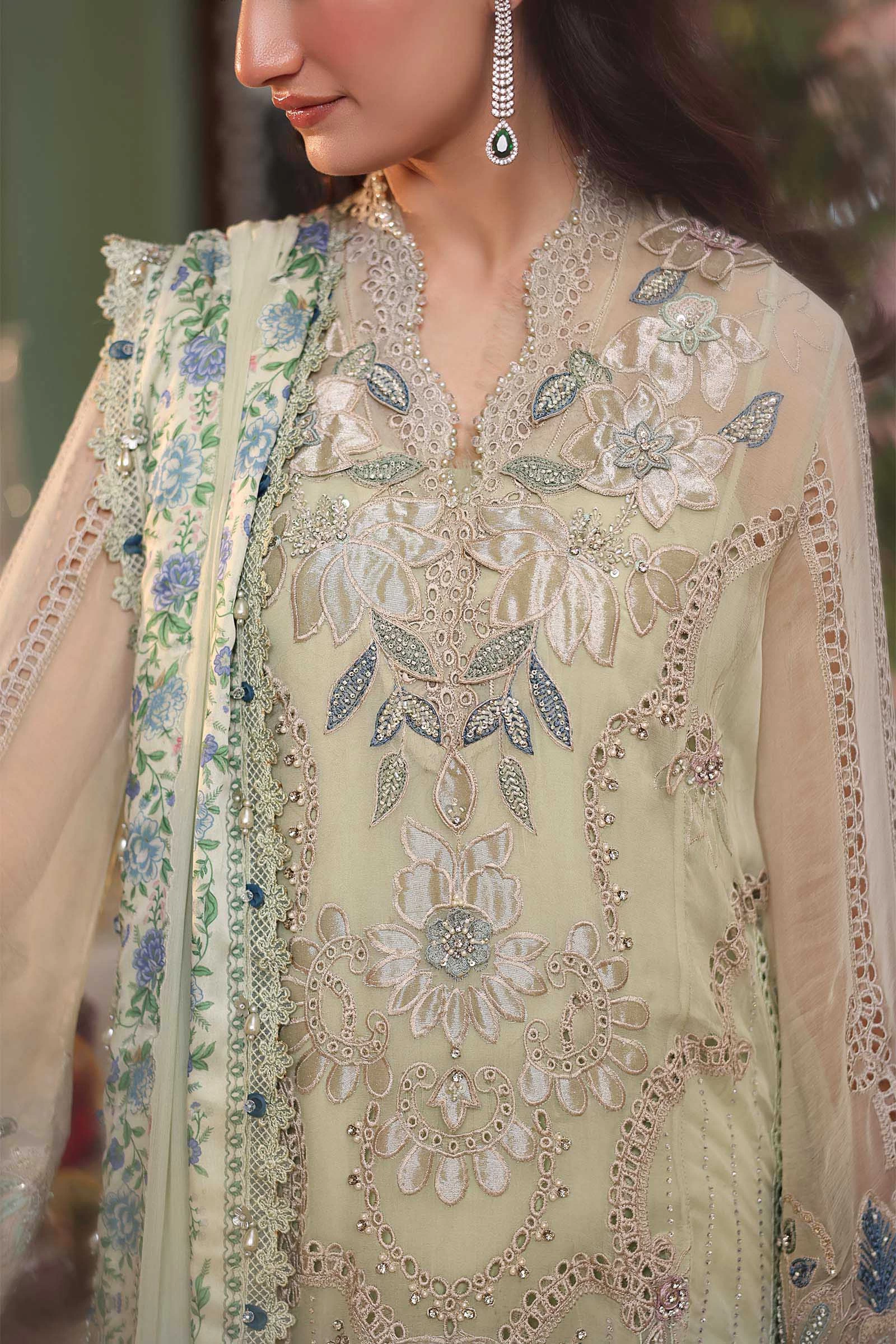 3 Piece Embroidered Chiffon Suit - MPC-26-105