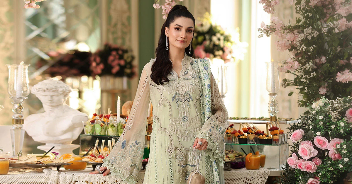 3 Piece Embroidered Chiffon Suit - MPC-26-105