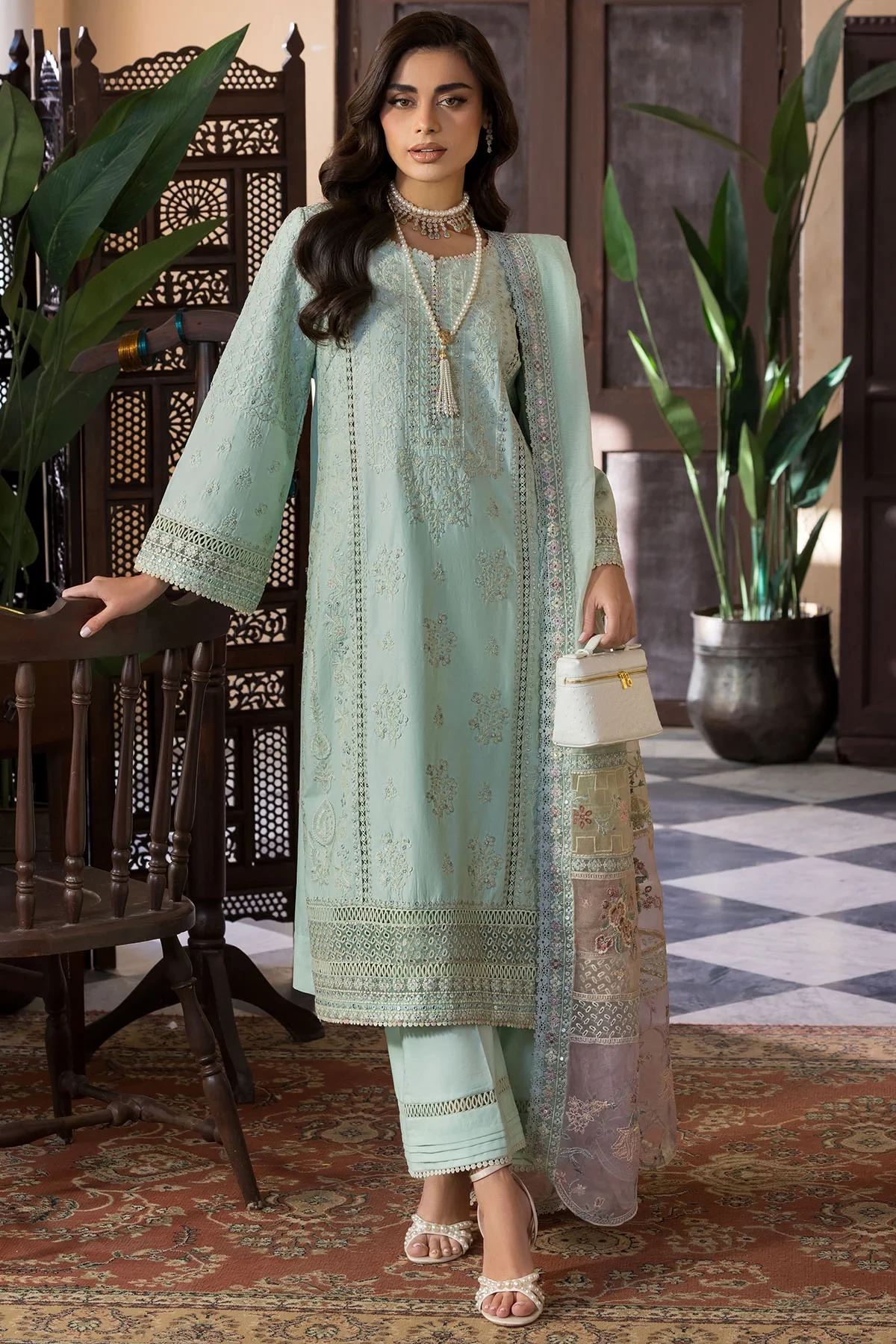 5927-PETALINE EMBROIDERED LAWN - MWU05927-999-PETALINE
