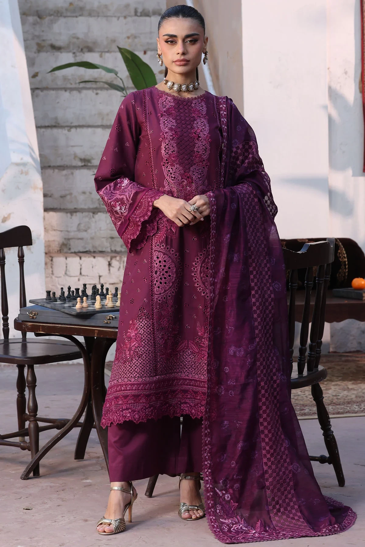 5931-CRIMSON EMBROIDERED LAWN - MWU05931-999-CRIMSON