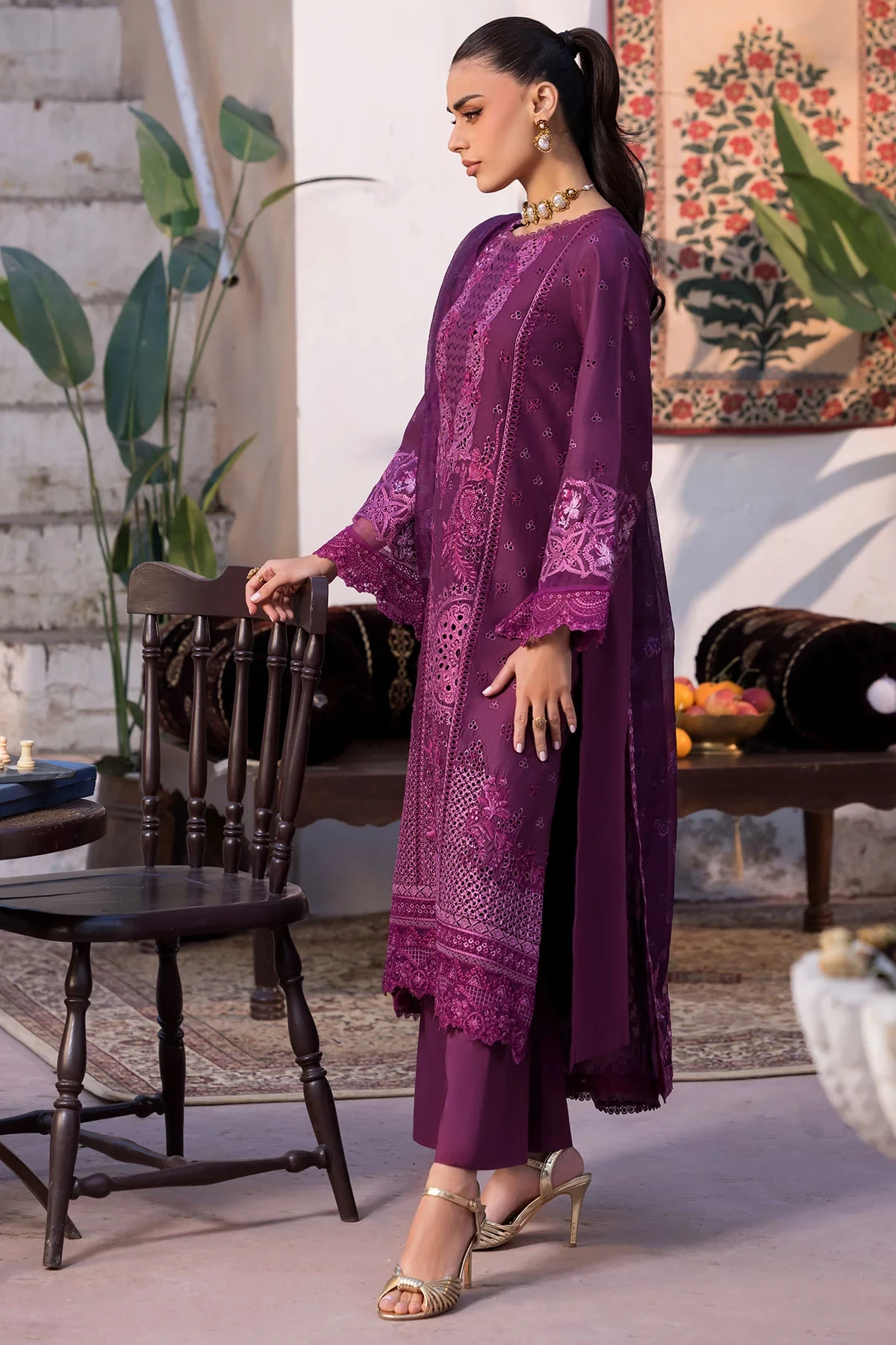 5931-CRIMSON EMBROIDERED LAWN - MWU05931-999-CRIMSON