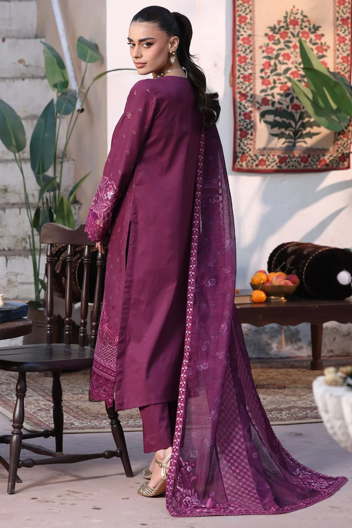 5931-CRIMSON EMBROIDERED LAWN - MWU05931-999-CRIMSON