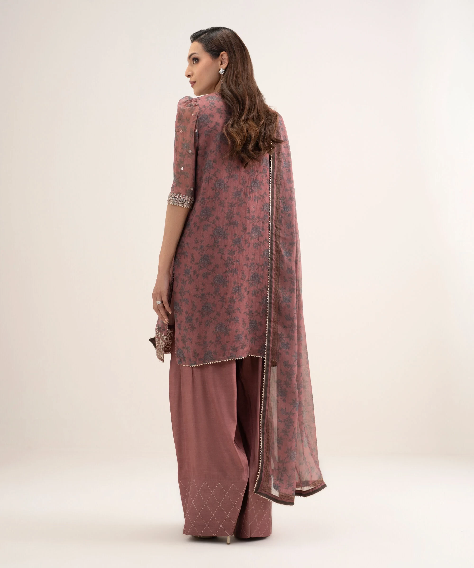 3 Piece Embroidered Chiffon Suit - FELXS26V125B