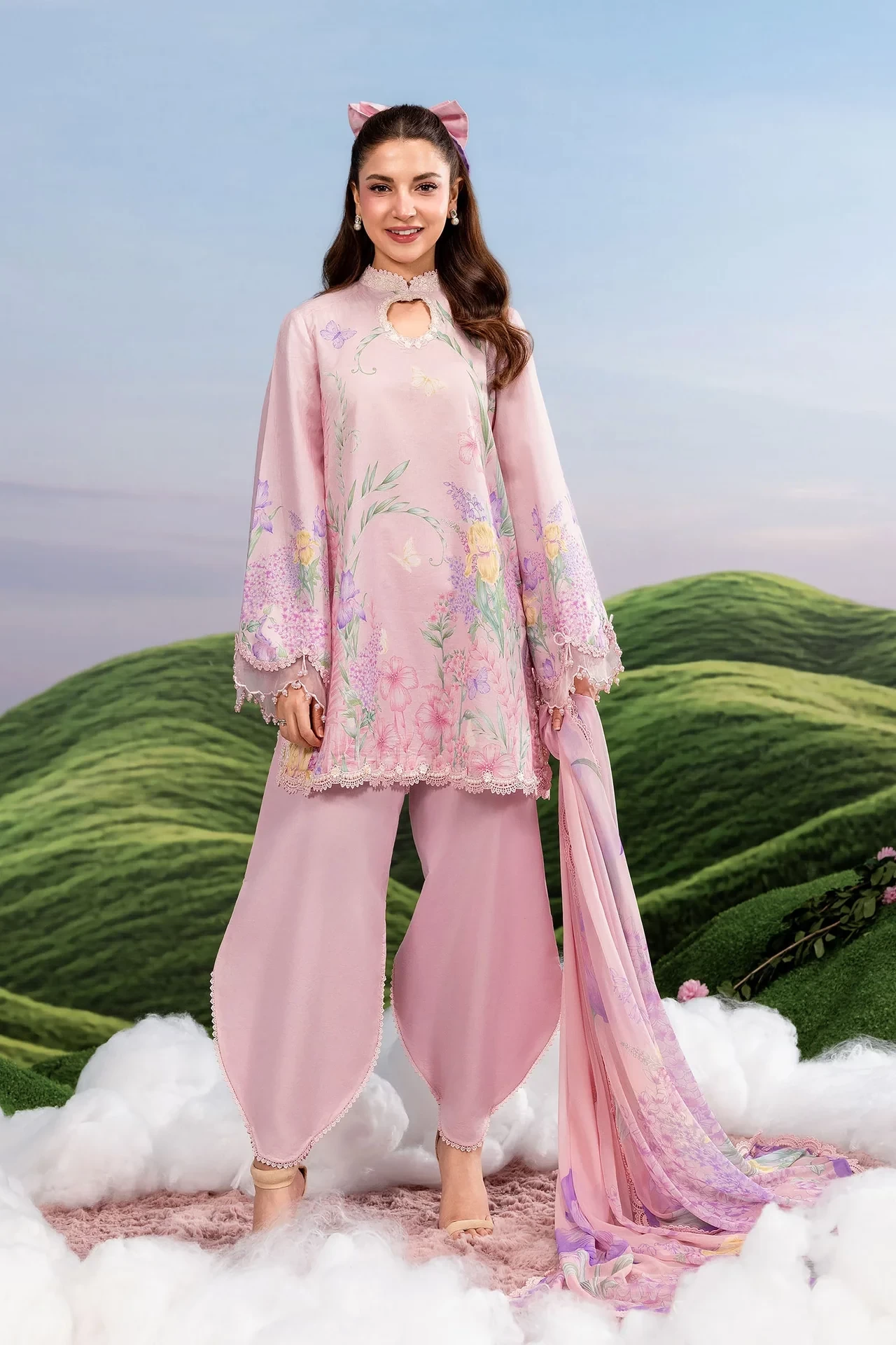 3 Pc Embroidered Lawn Suit - #MB-CUSV14-10B