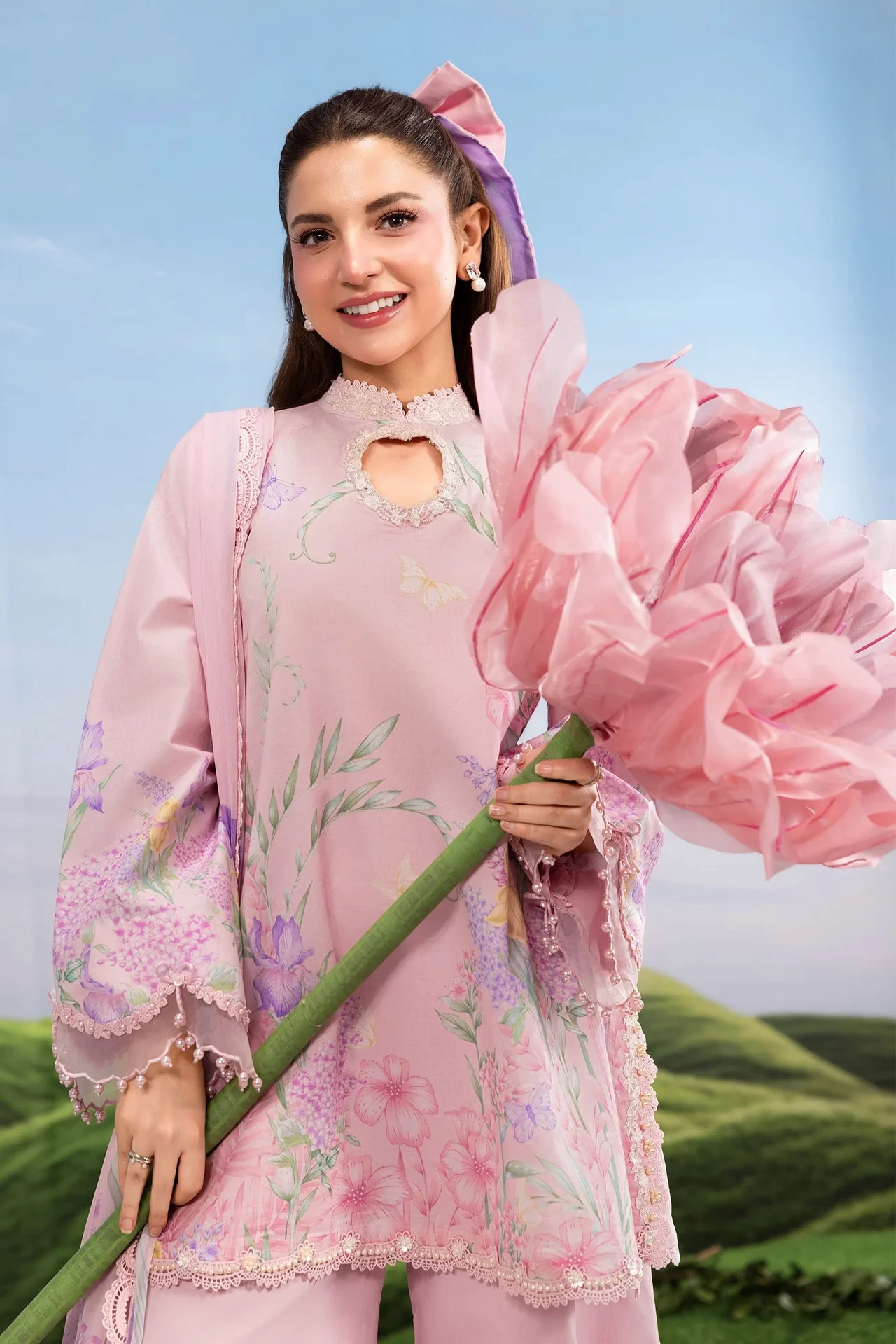 3 Pc Embroidered Lawn Suit - #MB-CUSV14-10B