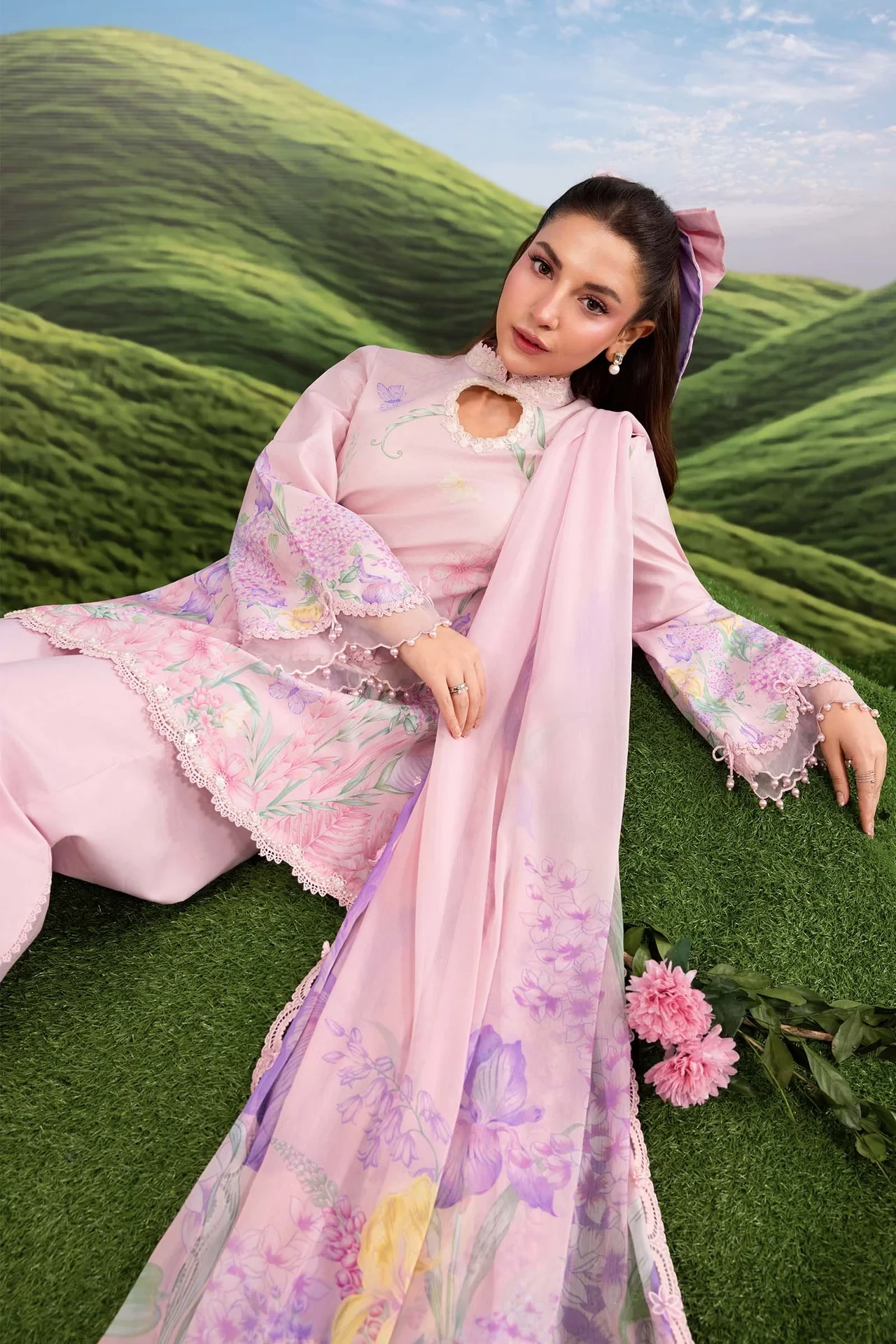 3 Pc Embroidered Lawn Suit - #MB-CUSV14-10B