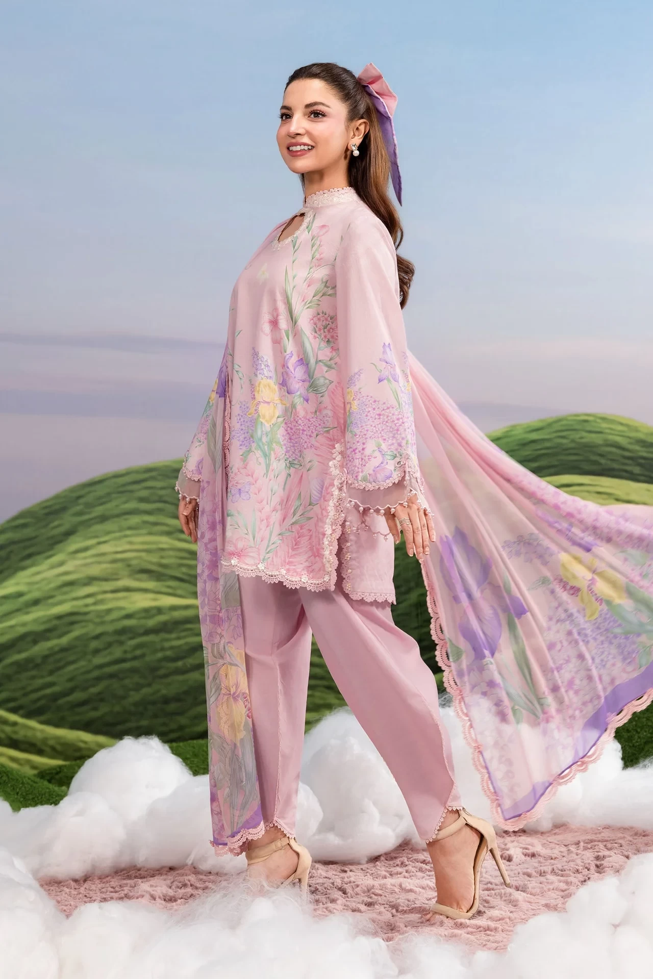 3 Pc Embroidered Lawn Suit - #MB-CUSV14-10B
