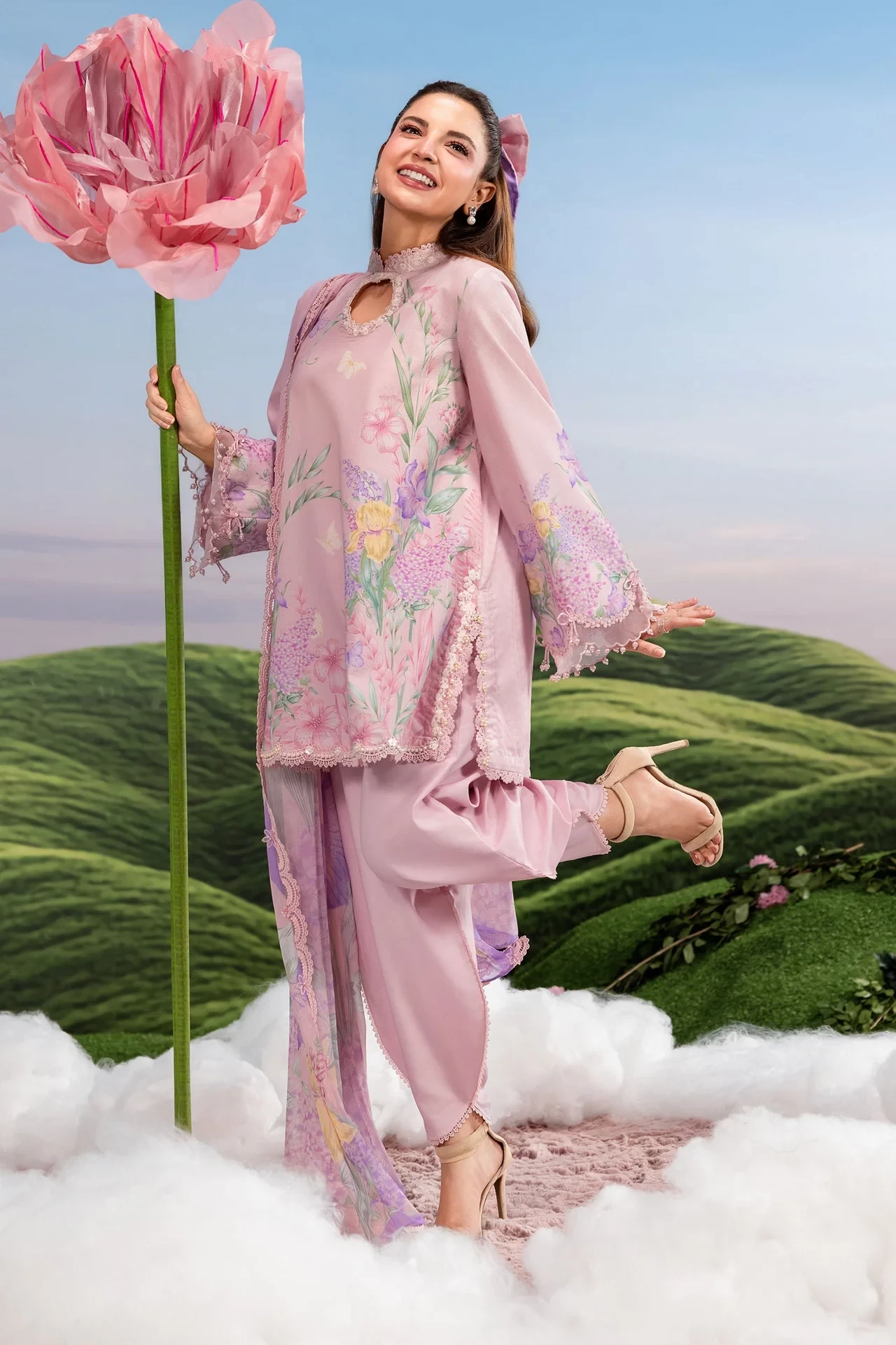 3 Pc Embroidered Lawn Suit - #MB-CUSV14-10B