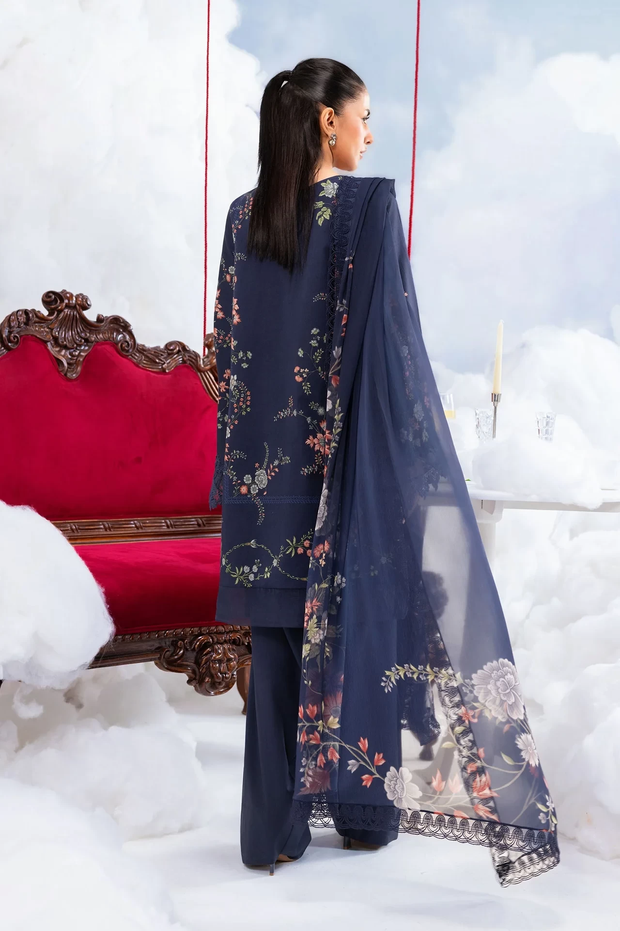 3 Pc Embroidered Lawn Suit - #MB-CUSV14-07B