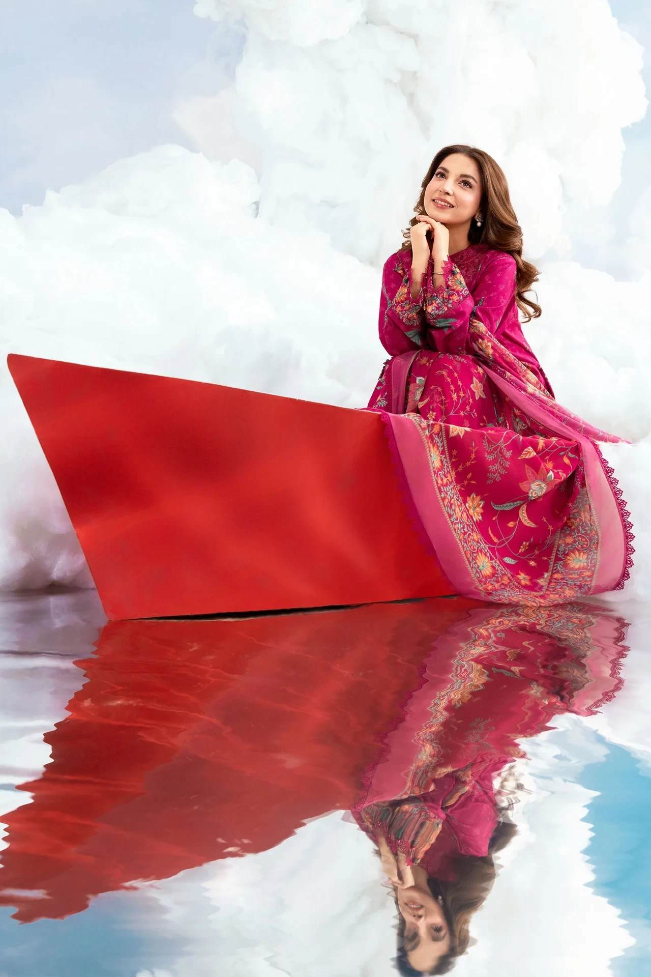 3 Pc Embroidered Lawn Suit - #MB-CUSV14-03B