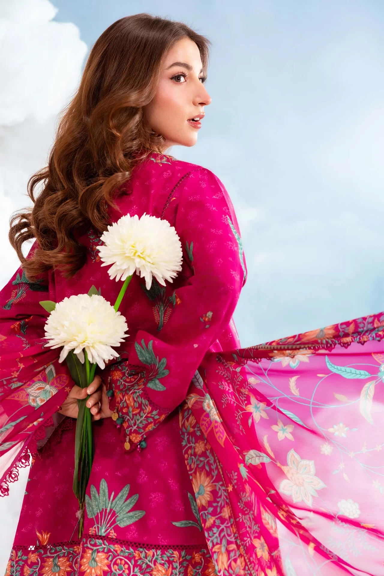 3 Pc Embroidered Lawn Suit - #MB-CUSV14-03B