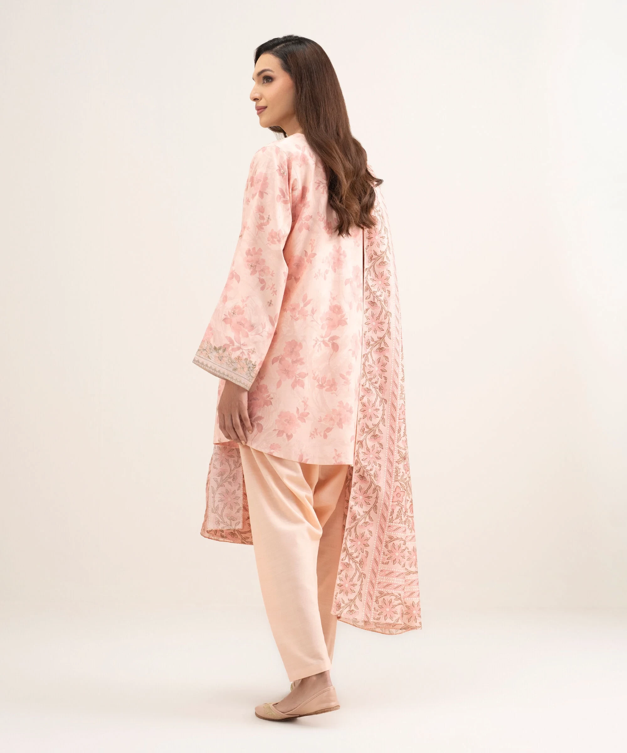 3 Piece Embroidered Raw Silk Suit - 3FELXS26V116