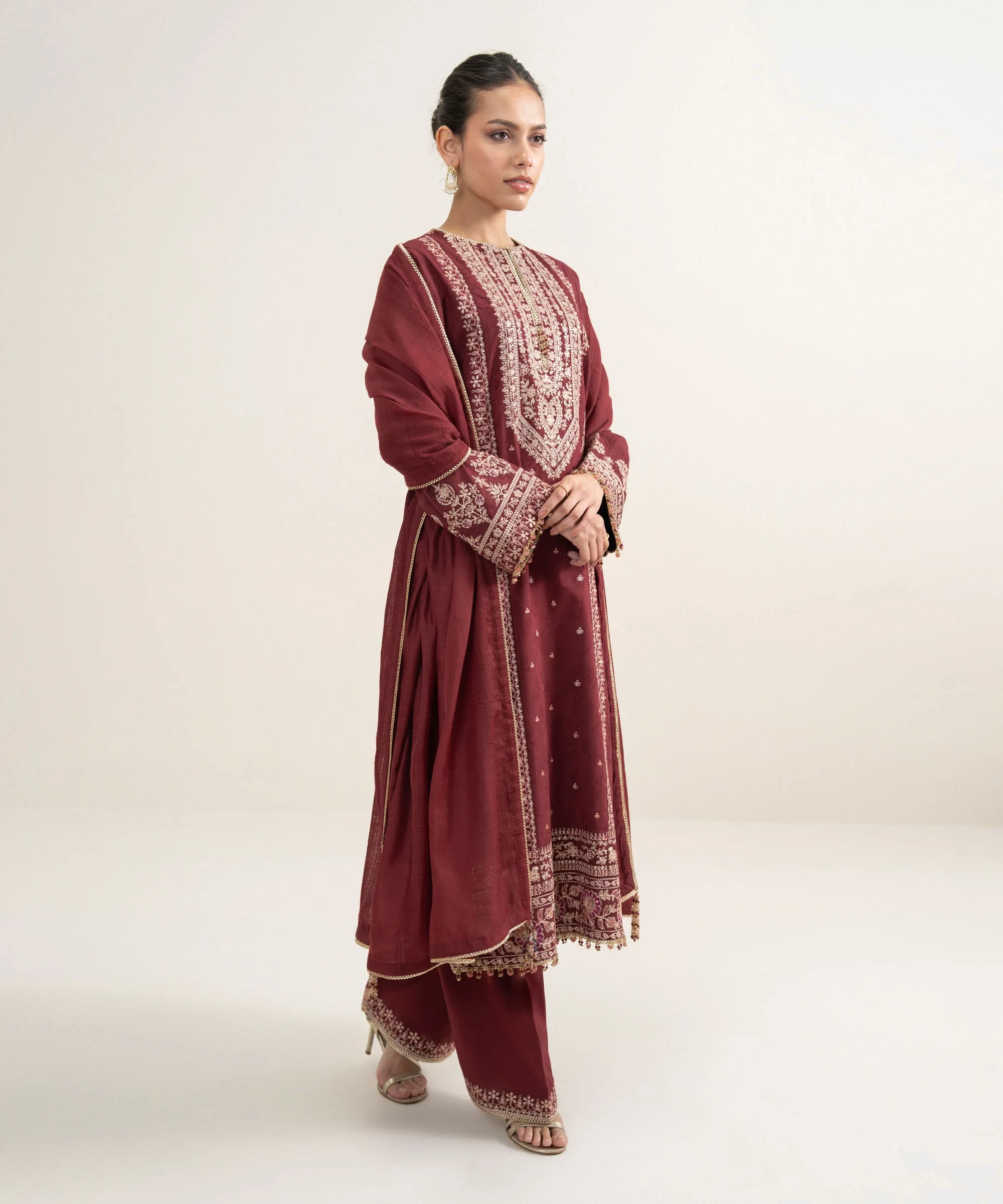 3 Piece Embroidered Jacquard Suit - 3PESUS26V436