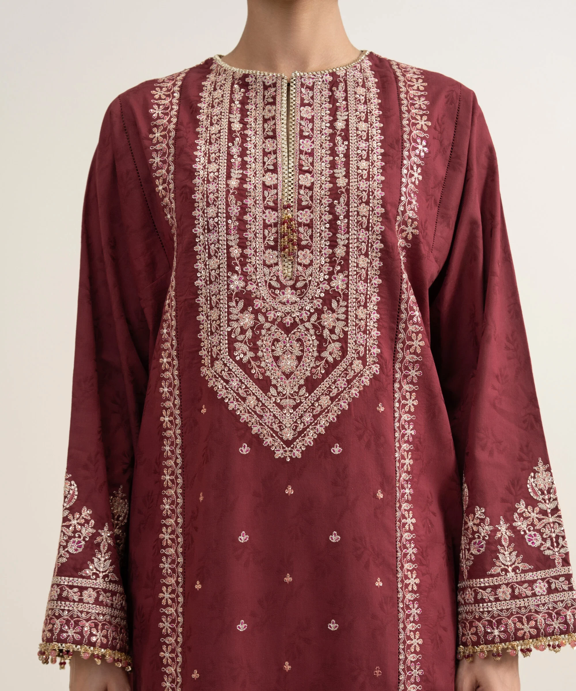 3 Piece Embroidered Jacquard Suit - 3PESUS26V436