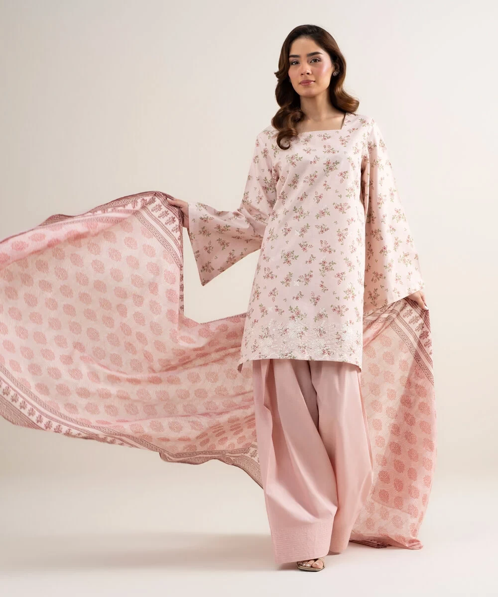 3 Piece - Embroidered Zari Lawn Suit - 3PEDYS26V671