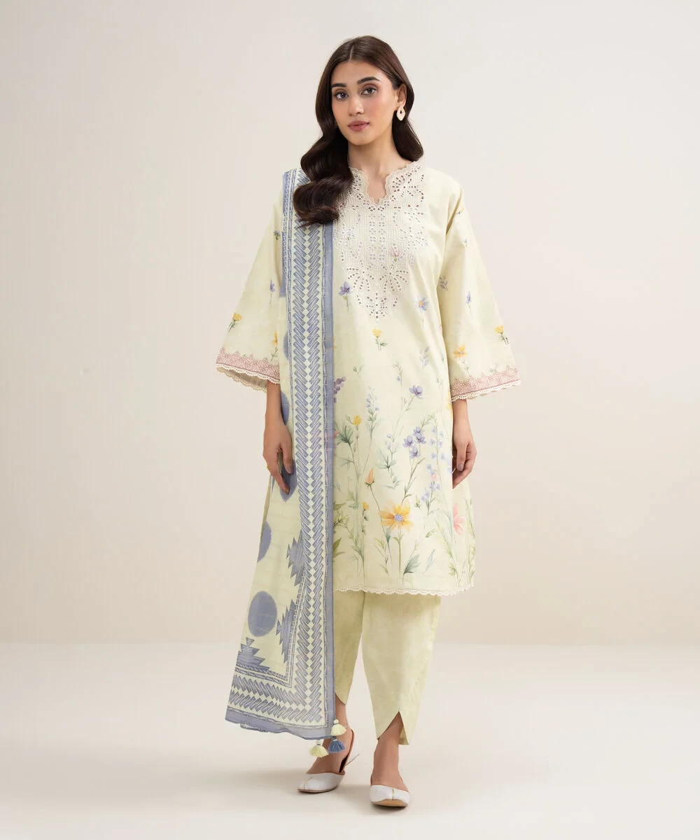 3 Piece - Embroidered Zari Lawn Suit - 3PEDYS26V633