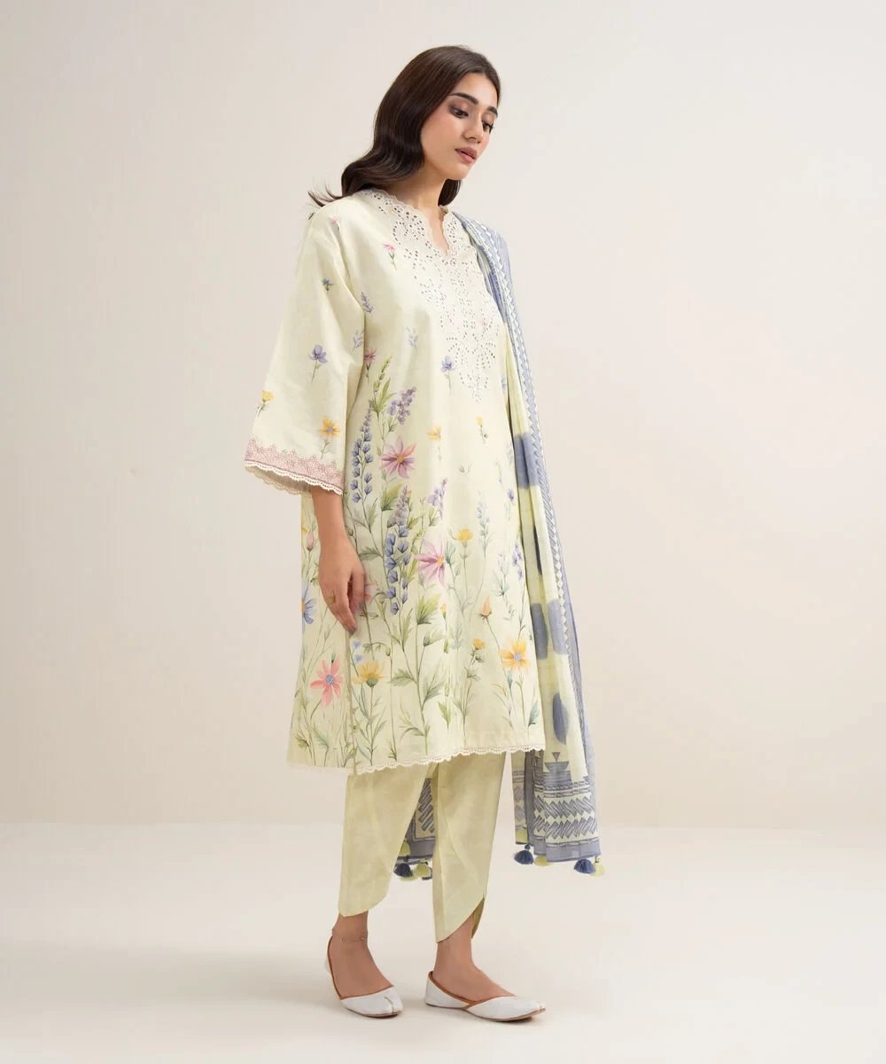 3 Piece - Embroidered Zari Lawn Suit - 3PEDYS26V633