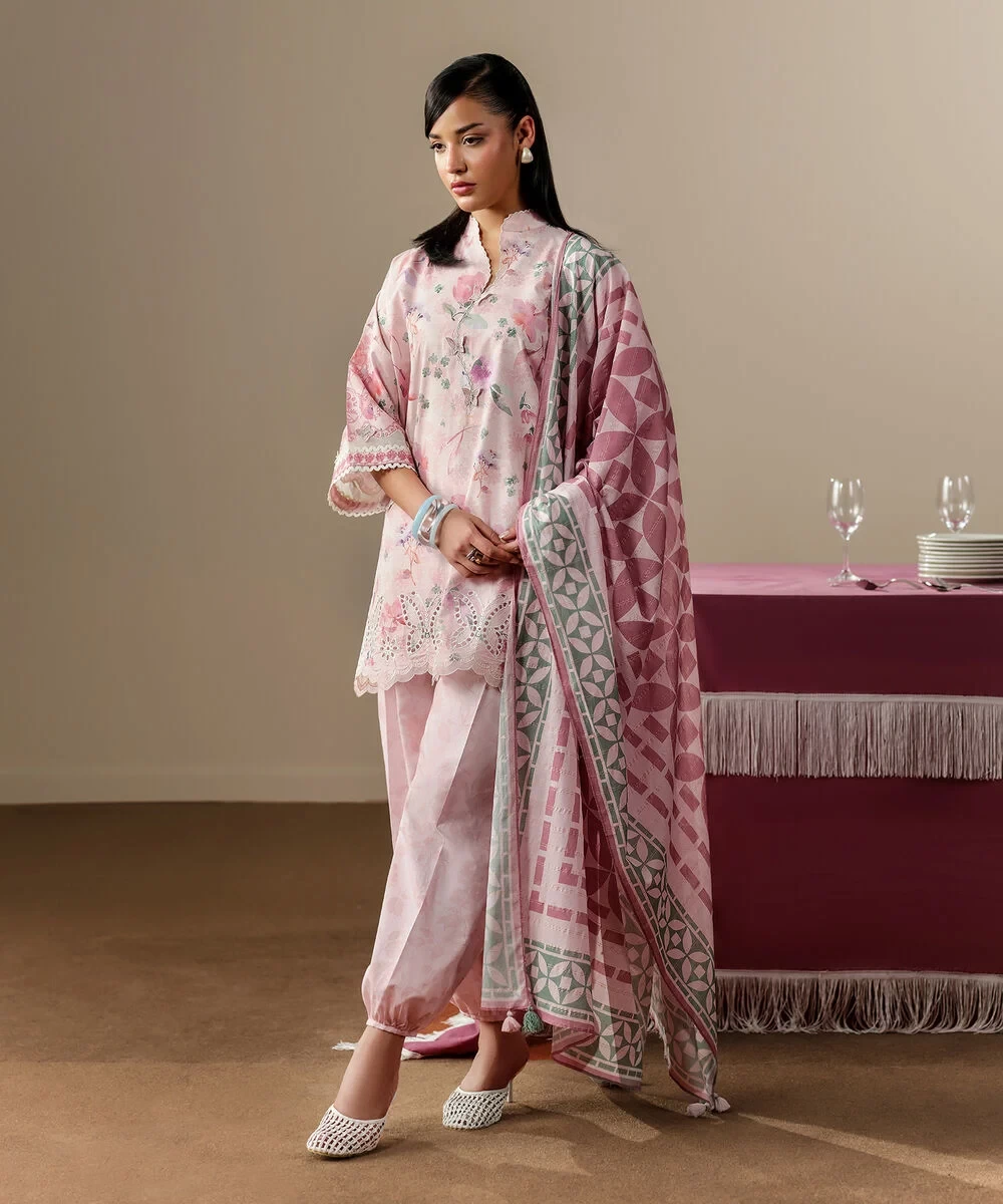 3 Piece - Embroidered Zari Lawn Suit - 3PEDYS26V636