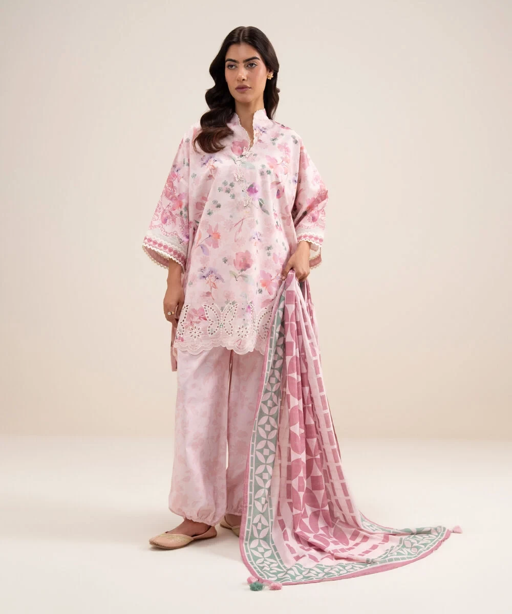3 Piece - Embroidered Zari Lawn Suit - 3PEDYS26V636