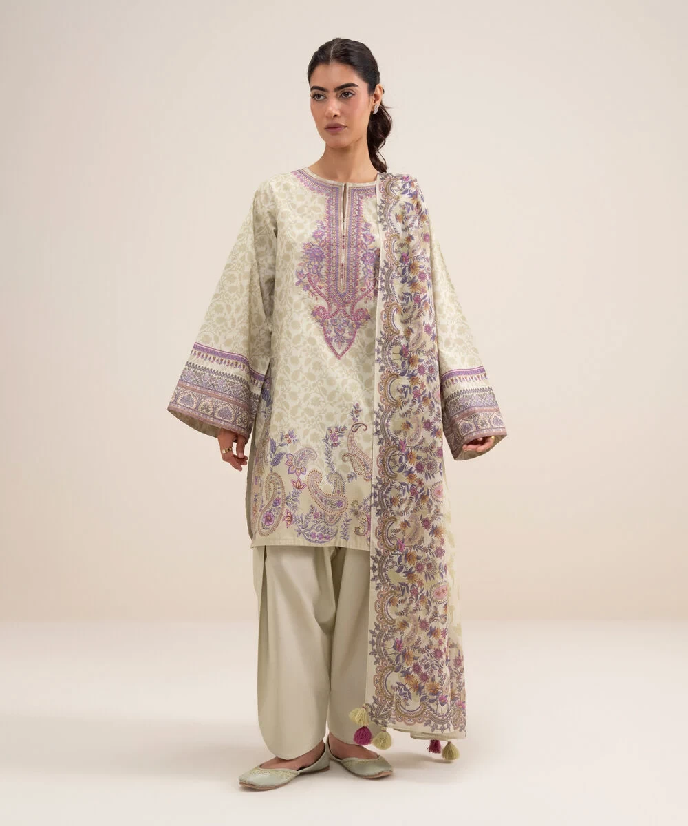 3 Piece - Embroidered Lawn Suit - 2TEDYS26V654
