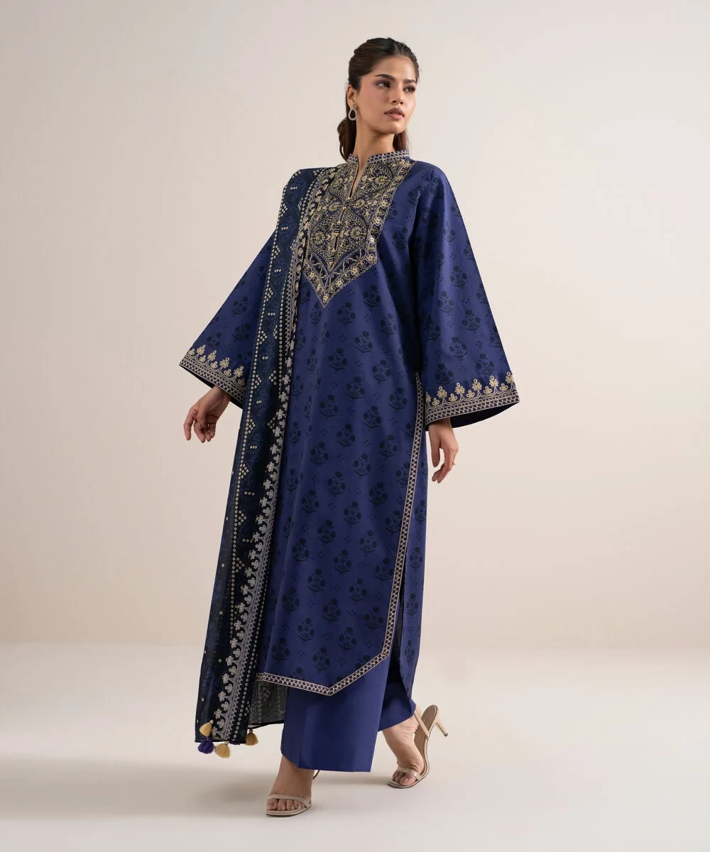 3 Piece - Embroidered Lawn Suit -  U3PDDS26V634