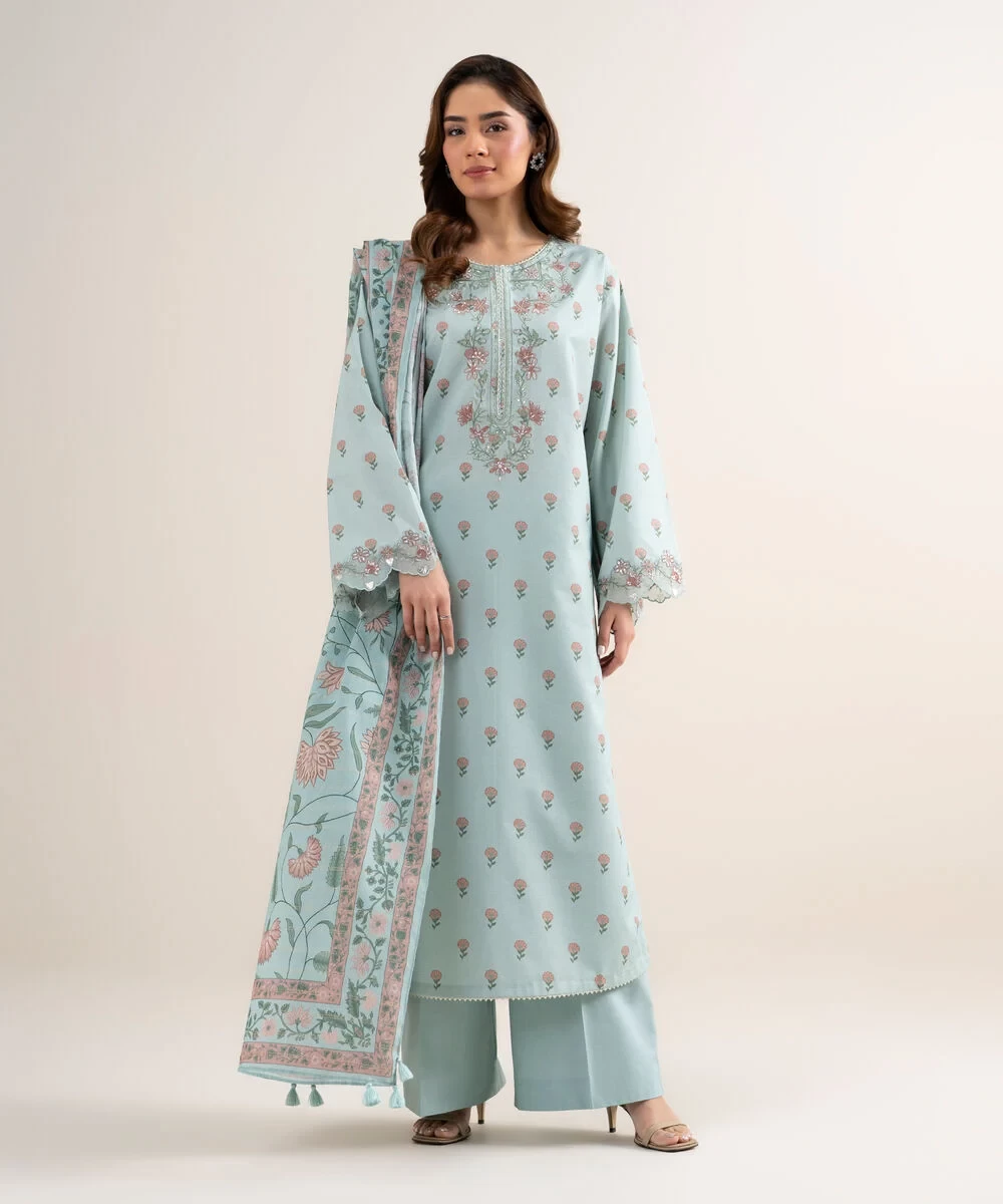 3 Piece - Embroidered Zari Lawn Suit -  2DEDYS26V647