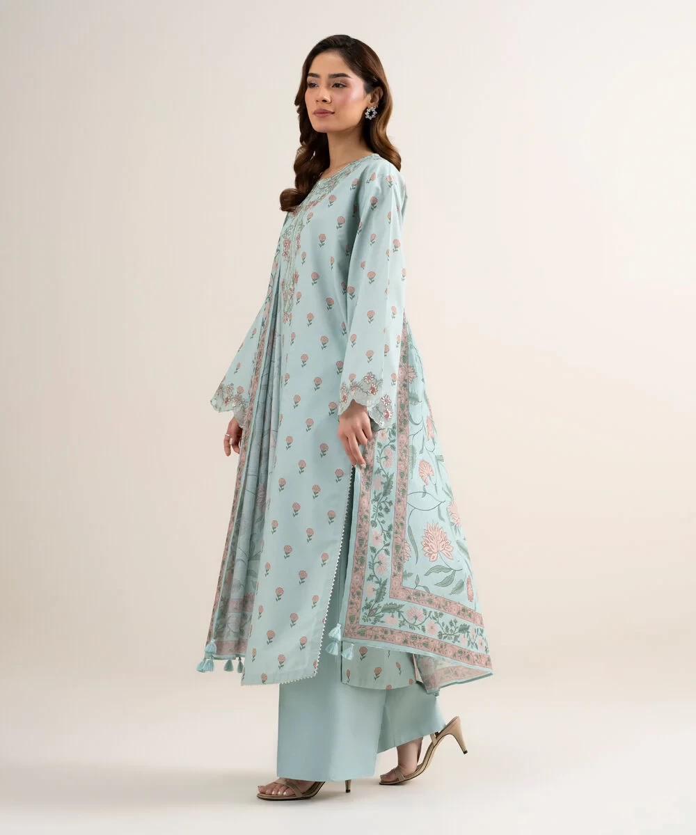 3 Piece - Embroidered Zari Lawn Suit -  2DEDYS26V647