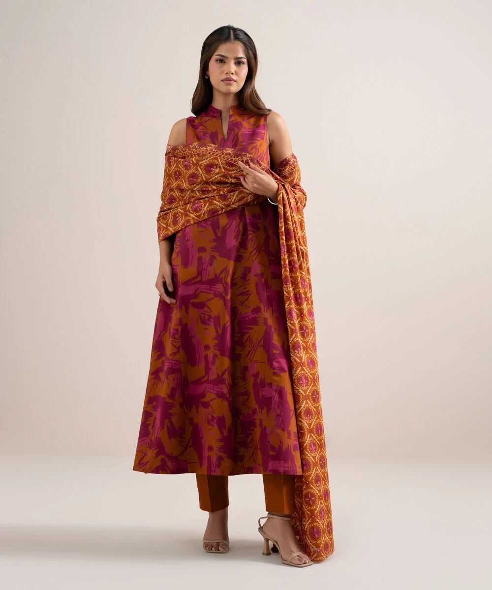 3 Piece - Printed Lawn Suit -  0U3PDYS26V69