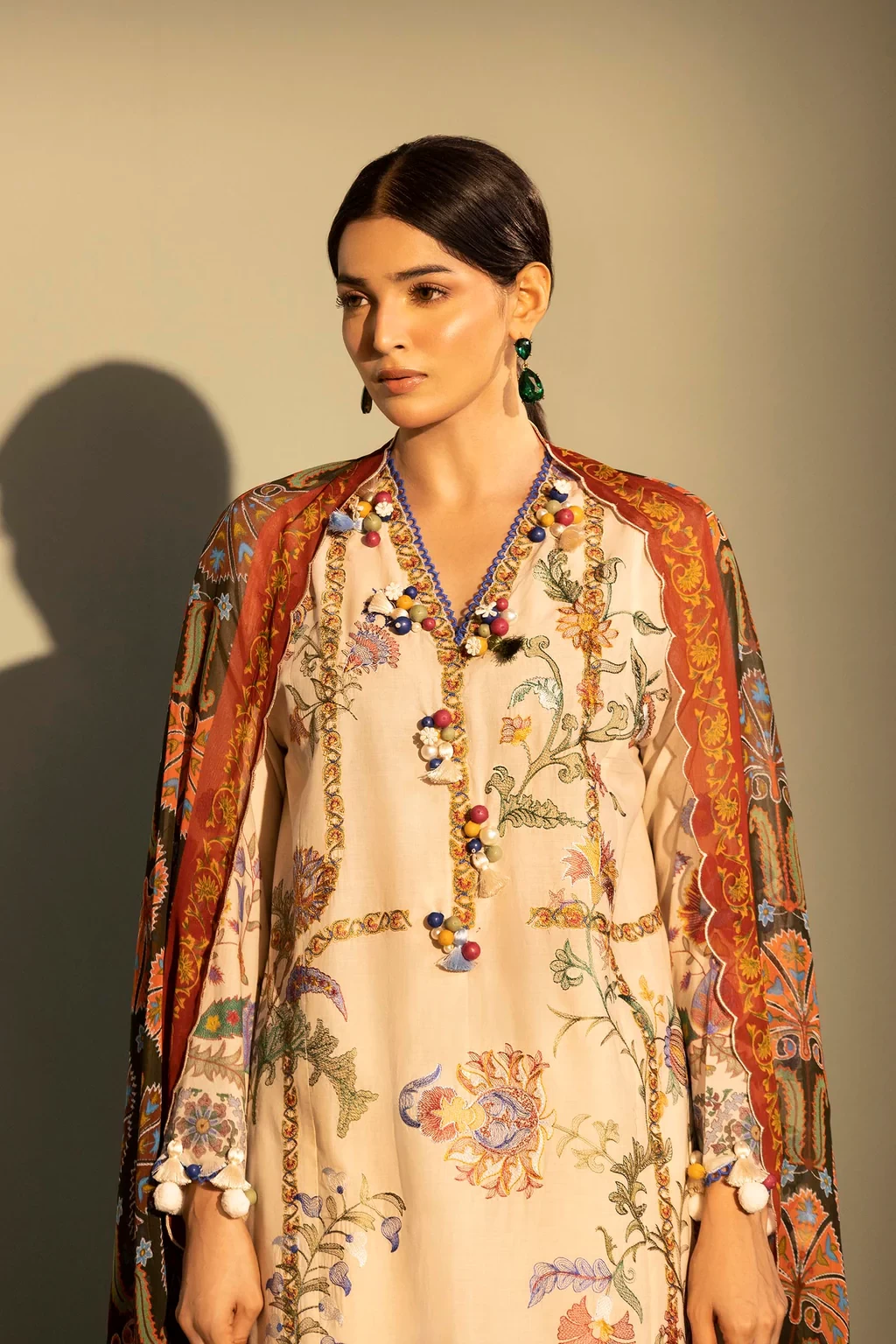 Embroidered 3 Piece Muzlin Suit - M262-012A-CJ