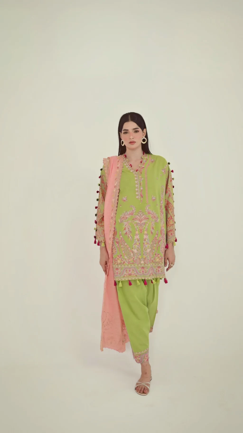 Embroidered 3 Piece Muzlin Suit - M262-007B-DC