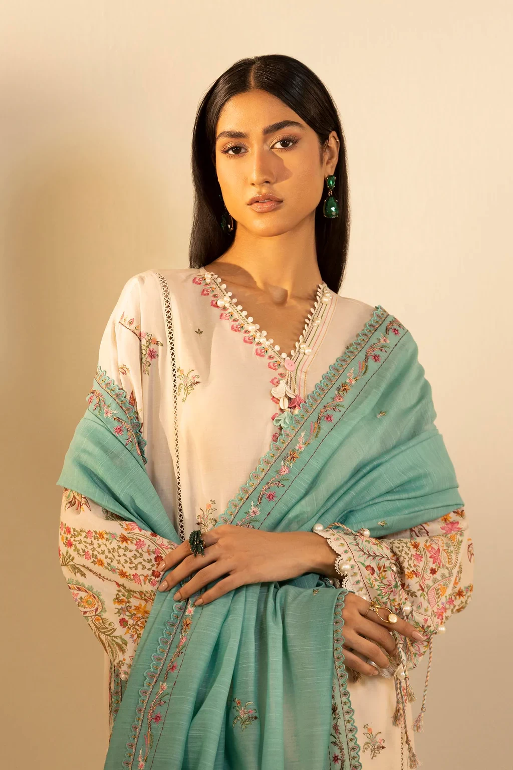 Embroidered 3 Piece Muzlin Suit - M262-007A-DC