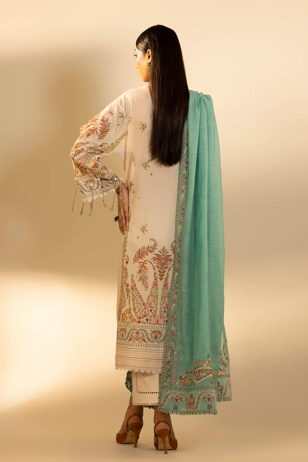 Embroidered 3 Piece Muzlin Suit - M262-007A-DC