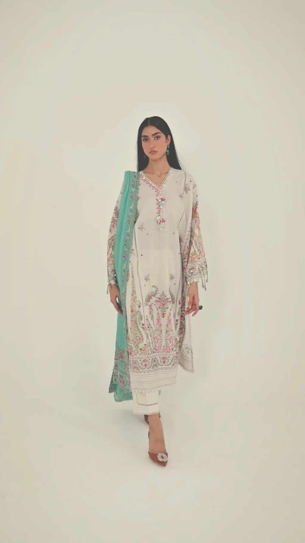 Embroidered 3 Piece Muzlin Suit - M262-007A-DC