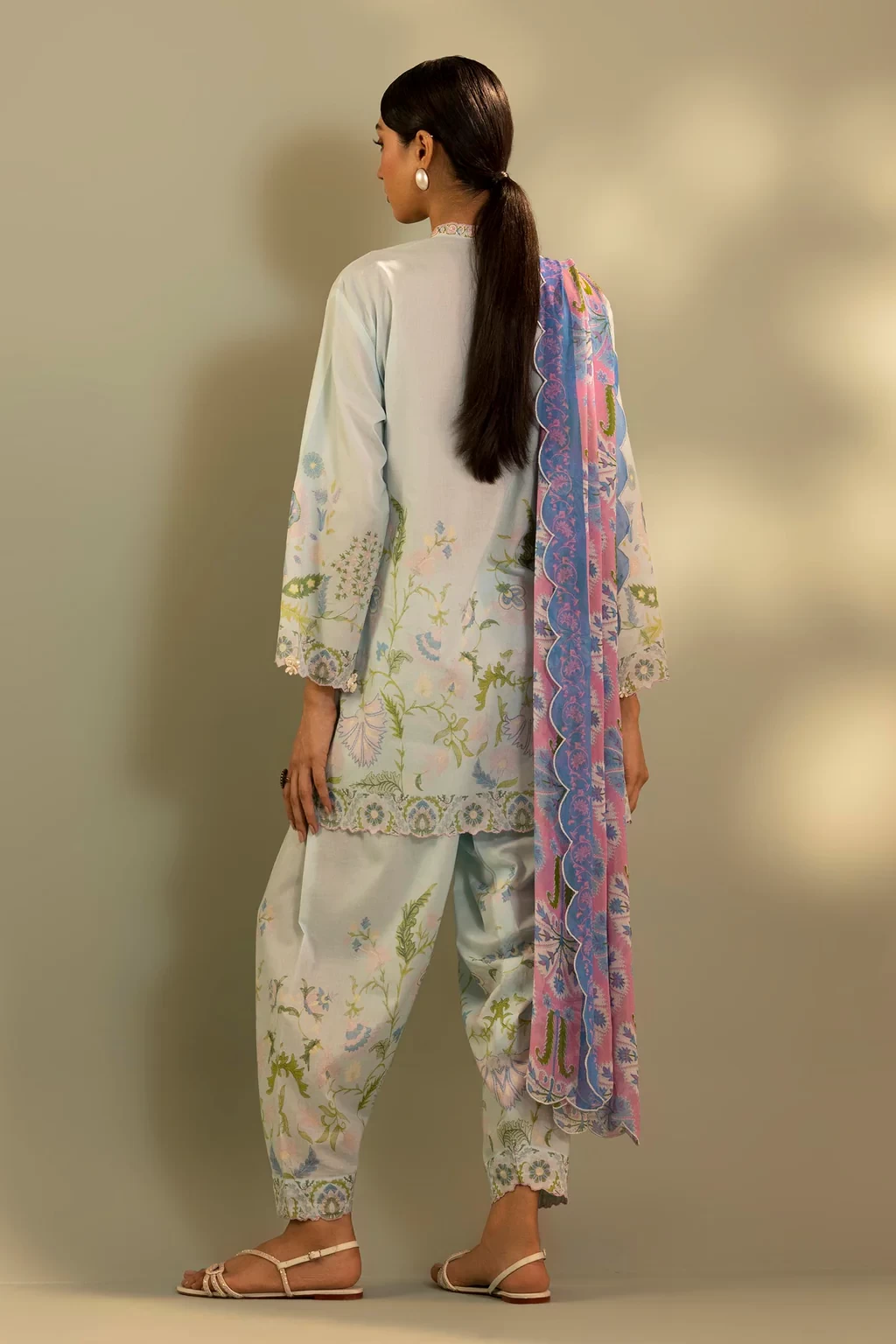 Embroidered 3 Piece Muzlin Suit - M262-012B-CJ
