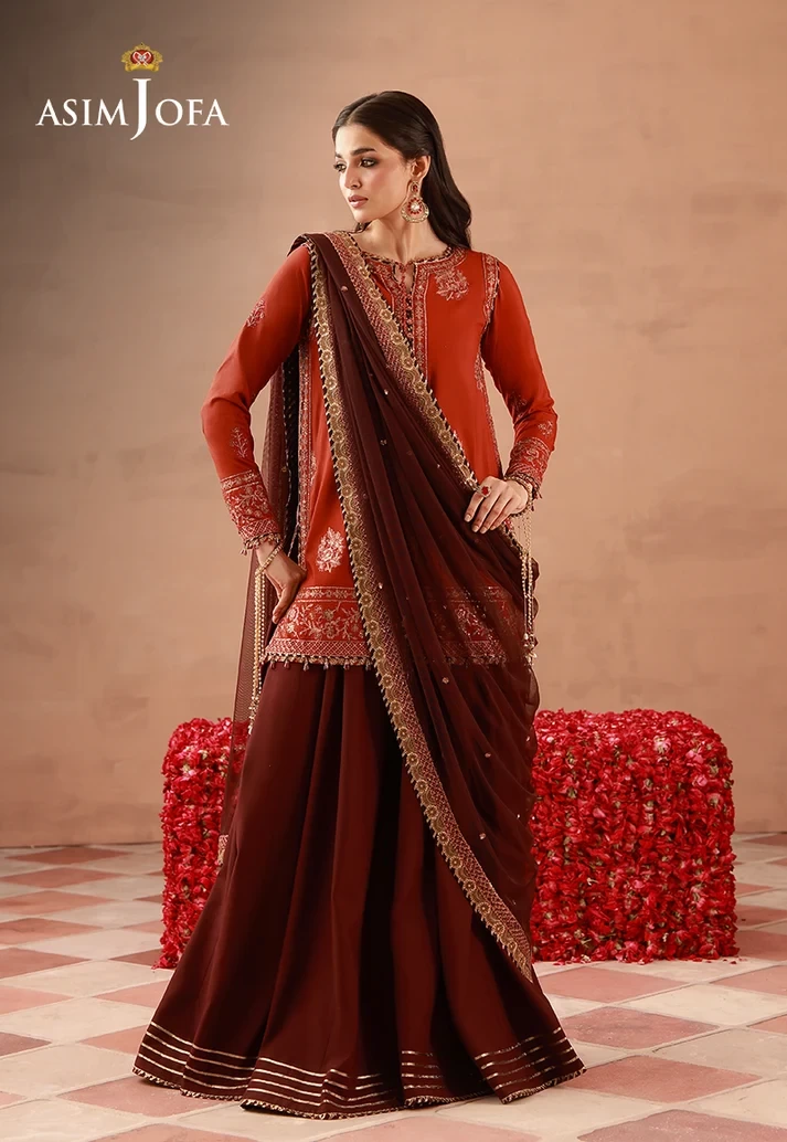 AJULFH-03 Embroidered Twisted Silk 3 Pcs
