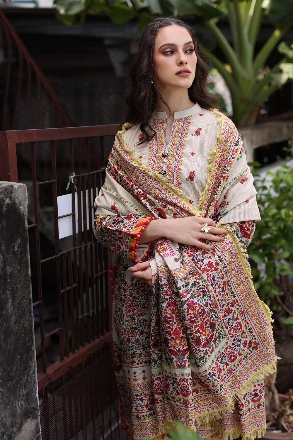 3 Piece Printed Khaddar Suit with Printed Khaddar Dupatta and Printed Trouser - 