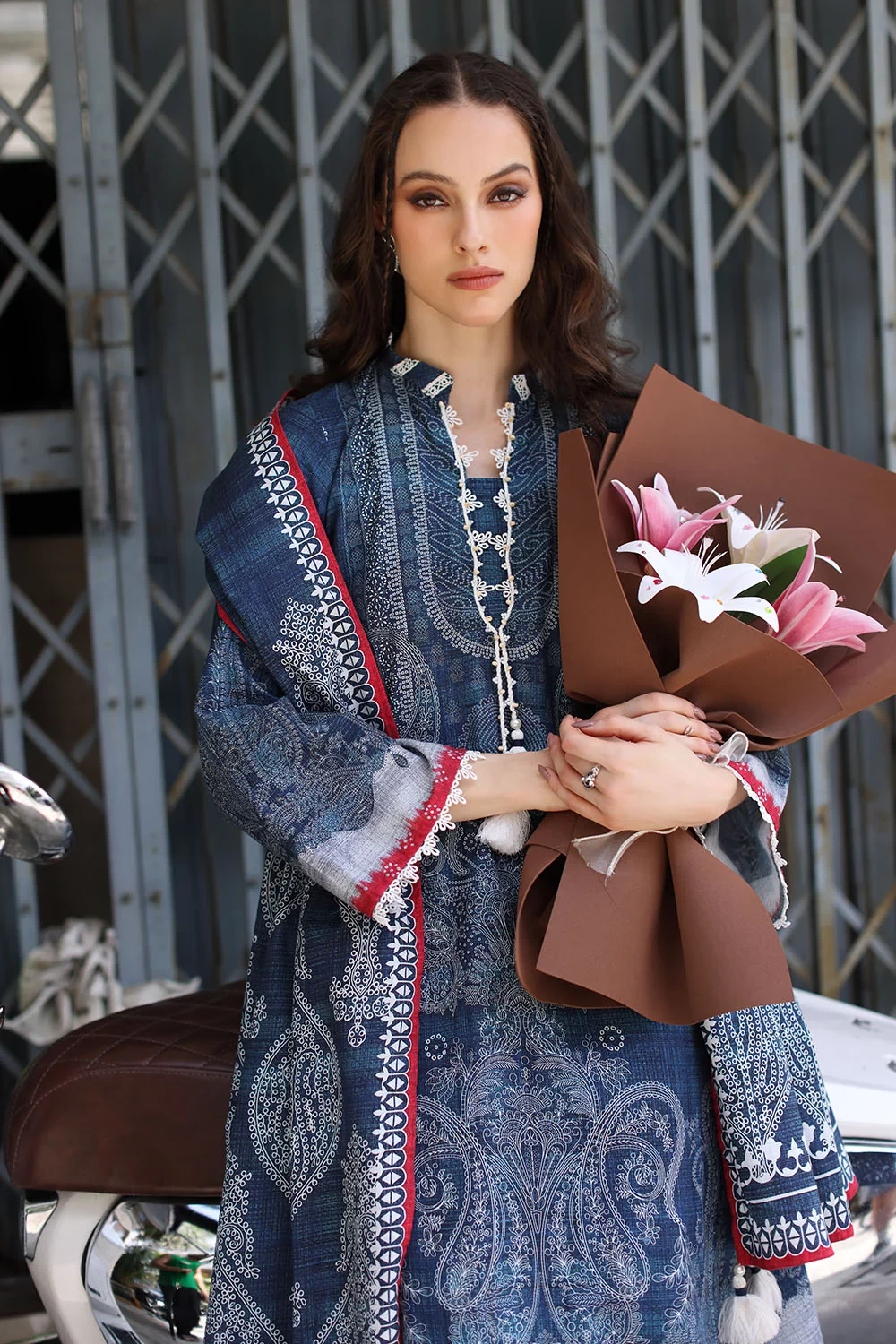 3 Piece Printed Khaddar Suit with Printed Khaddar Dupatta and Printed Trouser - 